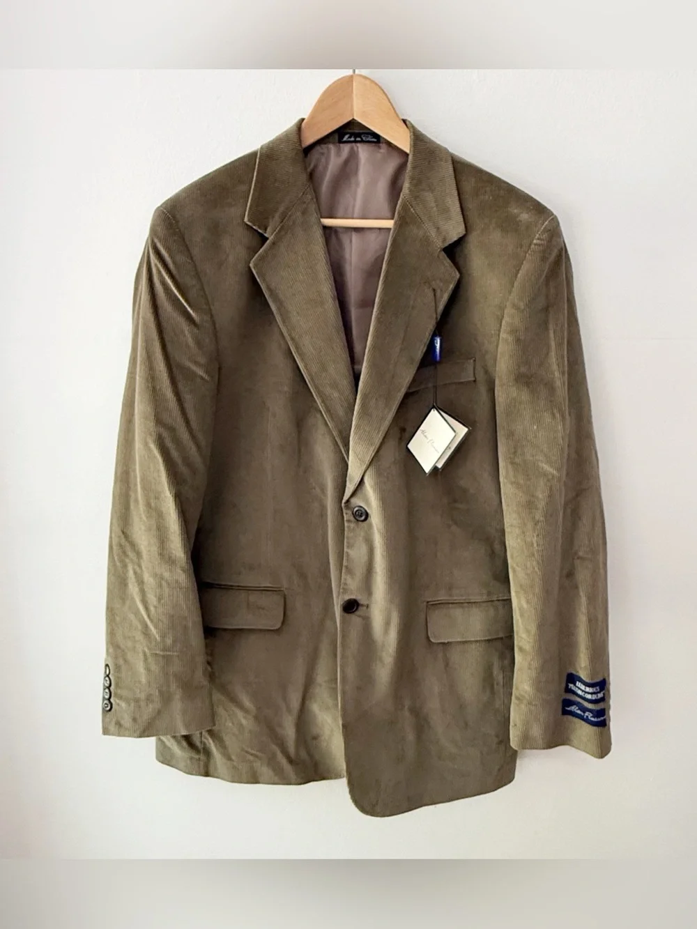 NWT Alan Flusser Men 100% Cotton Corduroy Blazer Jacket Sport Coat 42L Academia
